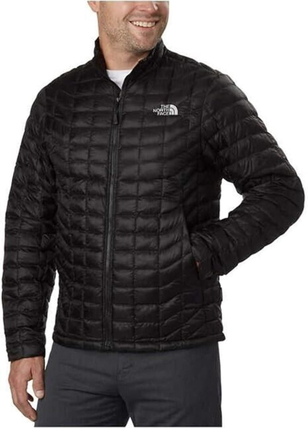 The North Face Thermoball Puffer Jacket Men M Black Full Zip Long Sleeve APP2799
