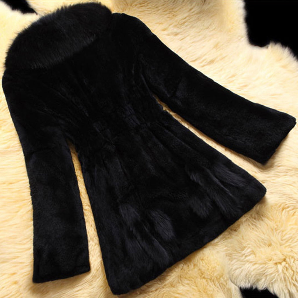 Womens Warm Coat Jacket Winter Solid Turn Down Collar Outerwear