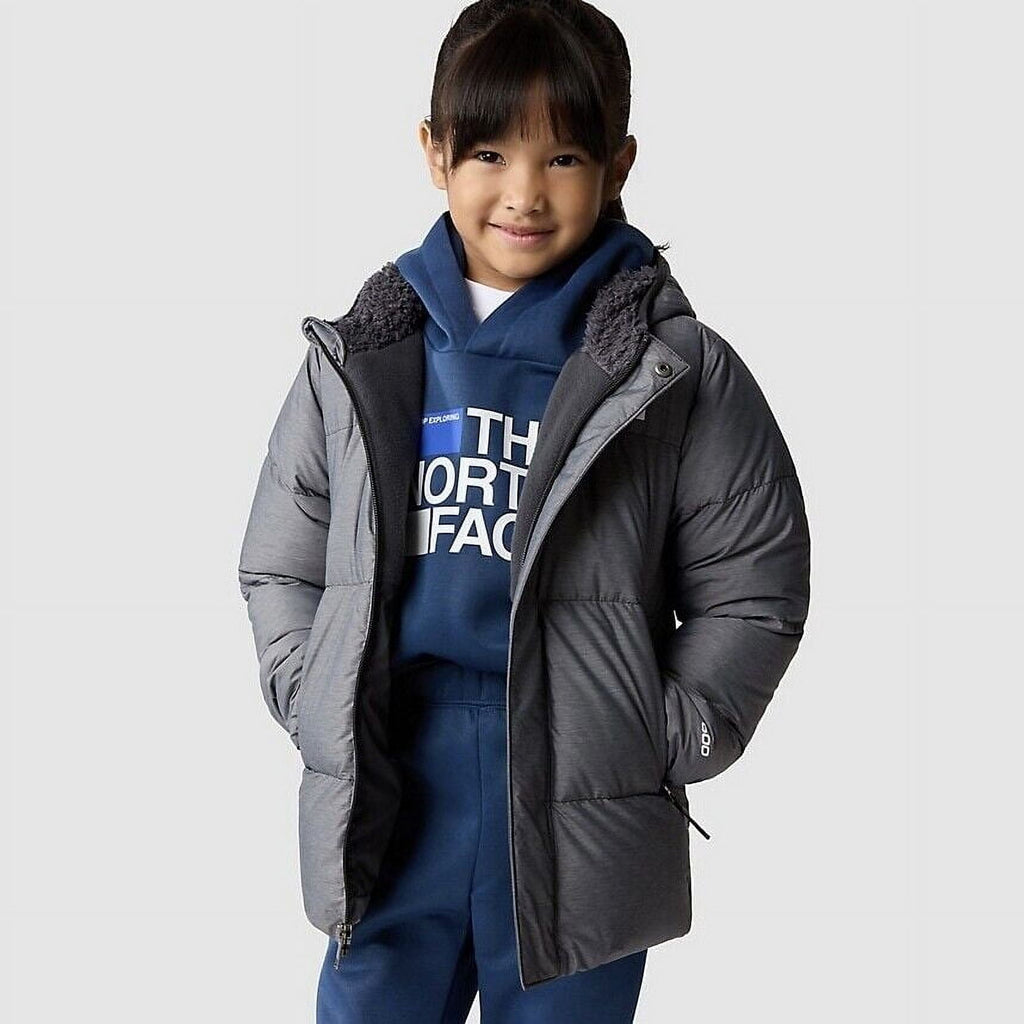 The North Face NF0A82YLDYY Puffer Jacket Toddler Gray Full Zip Hooded SGN813 (Gray,3)