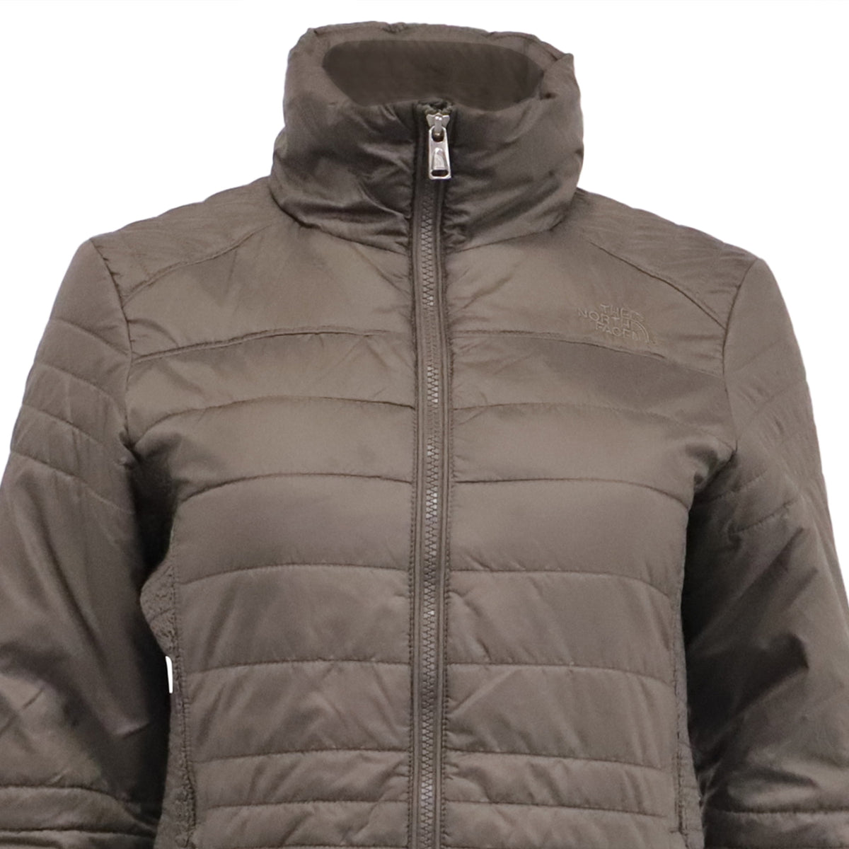 Pre-Owned The North Face Zipped Panelled Quilted Down Jacket in Brown Nylon