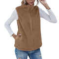 FNFYFH Fleece Vest for Women Fluffy Vest Zipper Sleeveless Coat with Pockets Winter Warm Zip Up Jackets 2025 Plus Size Jacket Blue S-5XL
