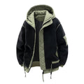 Timoontee Men's Fleece Hooded Coats Winter Thickened Warm Jacket Coats Casual Comfy Long Sleeve Hooded Coats Fashion Solid Zipper Outerwear Coat Black XXL