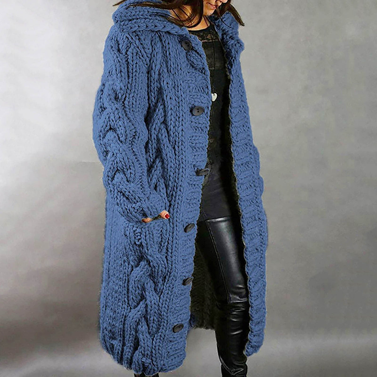 OGLCCG Cardigan Sweaters for Women Oversized Winter Warm Thicken Knitted Lapel Long Sweater Coats Casual Chunky Open Front Button Down Jackets Outerwear